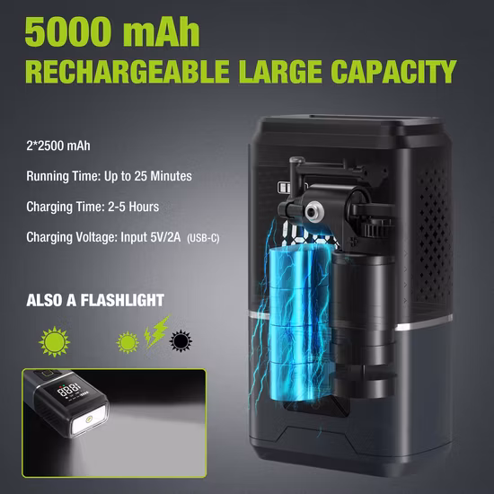 Pompe à air de voiture de batterie au lithium rechargeable de fonctions multiples de 12V 12.6V 80W 120W